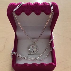 Silver 925 chain with religious pendant